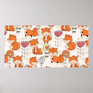 Vintages, handgezeichnetes, nahtloses Muster. Nied Poster