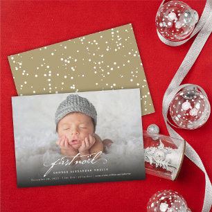 Vintages Handwriting Script Baby's First Weihnacht Feiertagskarte