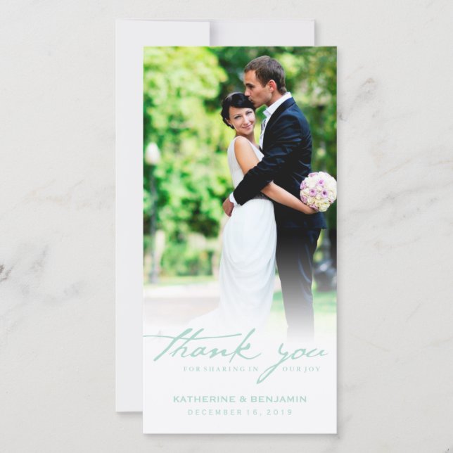 Vintages Handwriting-Skript Klassisches Foto Hochz Dankeskarte (Vorderseite)