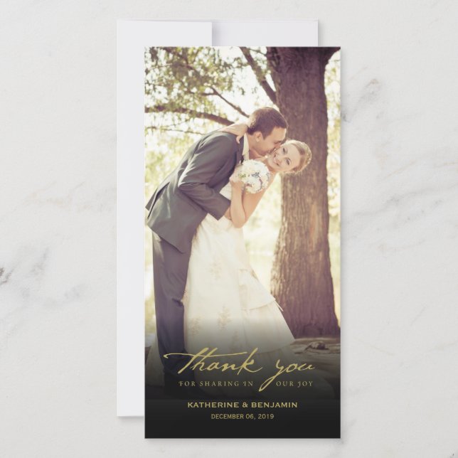 Vintages Handwriting-Skript Klassisches Foto Hochz Dankeskarte (Vorderseite)