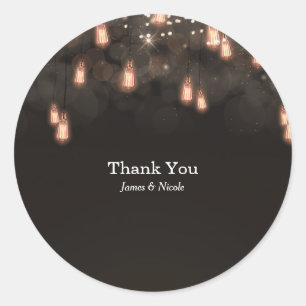 Vintages Hängen Glühbirnen Rustikale Gastgeschenk Runder Aufkleber