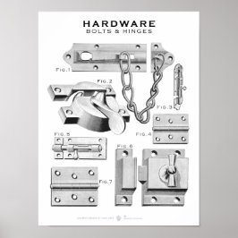 Vintages Hardware-Poster Bolts Hinges BW Poster
