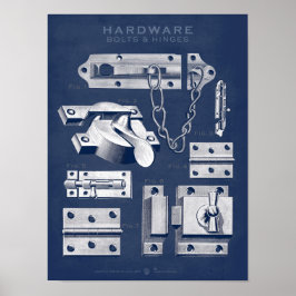 Vintages Hardware Poster Bolts Hinges Denim Dunkel