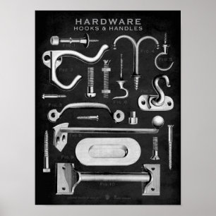 Vintages Hardware-Poster-Haken-Handles-Blackboard Poster