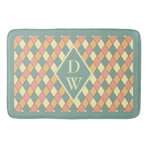 Vintages Harlequine Diagonal in Pastels Monogram Badematte