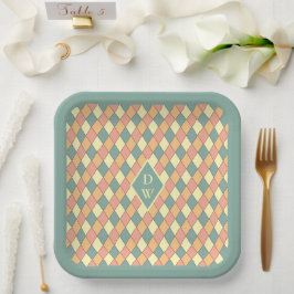Vintages Harlequine Diagonal in Pastels Monogram Pappteller