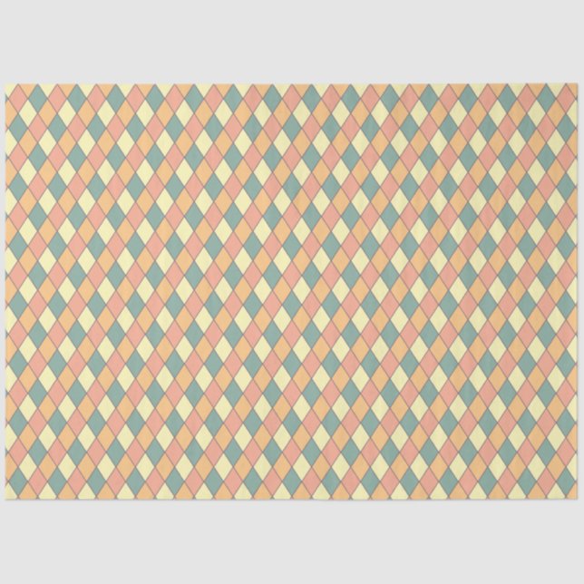 Vintages Harlequine Diagonal in Pastels Seidenpapier (Vorderseite)