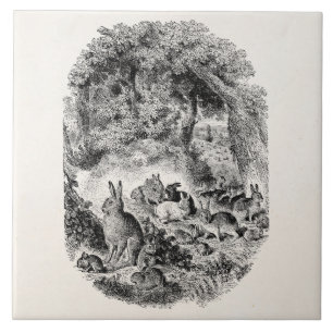 Vintages Häschen-Kaninchen 1800s Häschen-Kaninch Fliese