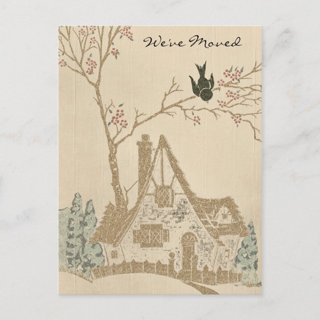 Vintages Haus, das wir umgezogen haben Ankündigungspostkarte (Vorderseite)
