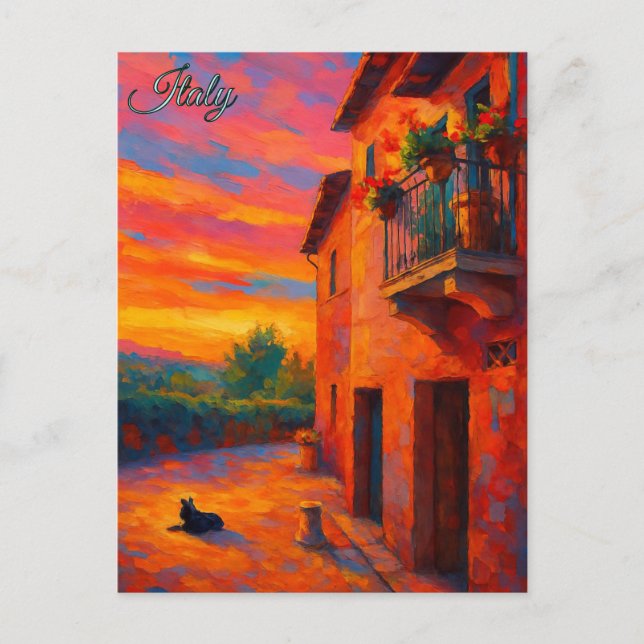 Vintages Haus Toskana Italien Retro Europe Reisen Postkarte (Vorderseite)