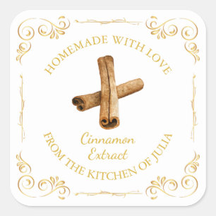 Vintages, hausgemachte Cinnamon Extract Square Lab Quadratischer Aufkleber