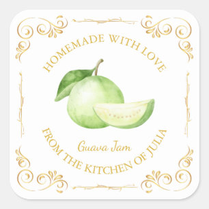 Vintages hausgemachte Güava-Jam-Platz-Label Quadratischer Aufkleber