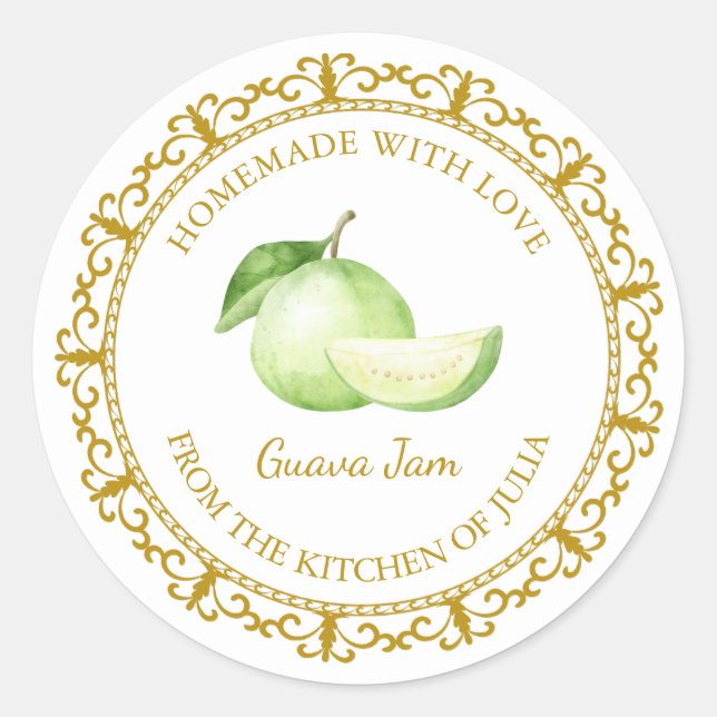 Vintages hausgemachte Guava-Marmelade-Label Runder Aufkleber (Vorderseite)