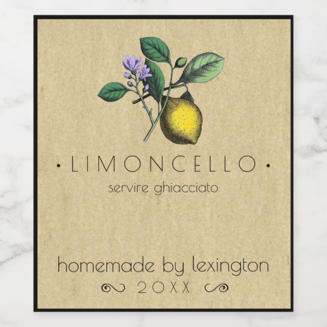 Vintages hausgemachte Limoncello Flasche | Weinetikett (Einzelnes Label)