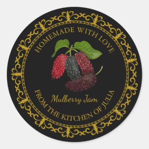 Vintages hausgemachte Mulberry-Konfitüre Runder Aufkleber