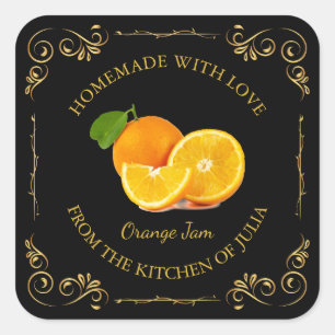 Vintages hausgemachte Orange Jam Square Label Quadratischer Aufkleber