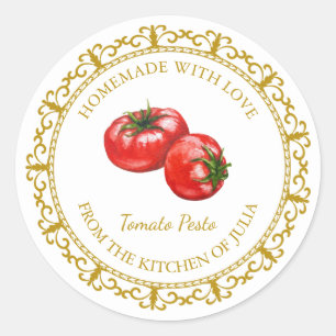 Vintages hausgemachte Tomate Pesto Etikett Runder Aufkleber