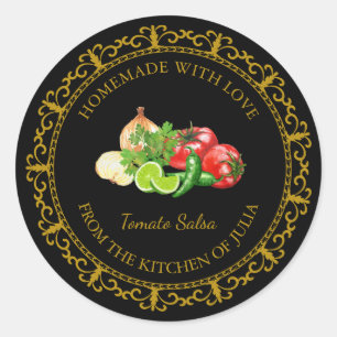 Vintages, hausgemachte Tomaten-Salsa-Etikett Runder Aufkleber