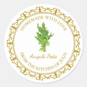 Vintages hausgemachtes Arugula Pesto Etikett Runder Aufkleber