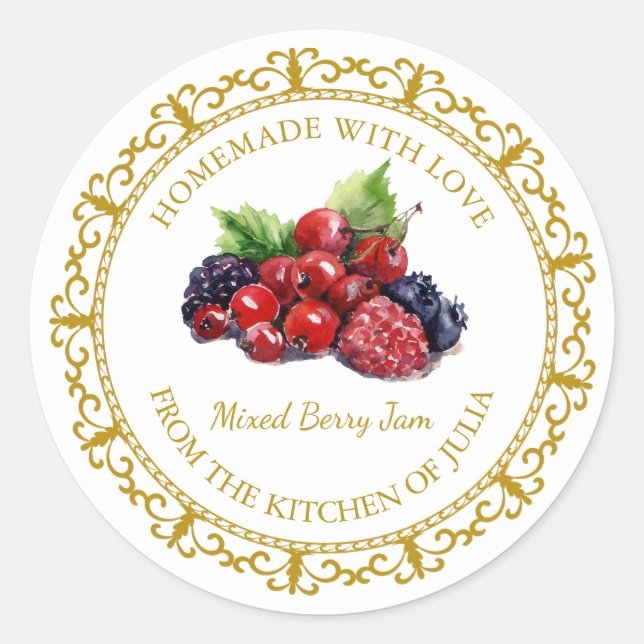 Vintages hausgemachtes Berry-Jam-Label Runder Aufkleber (Vorderseite)