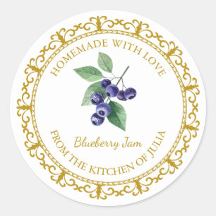 Vintages hausgemachtes Blueberry-Jam-Label Runder Aufkleber