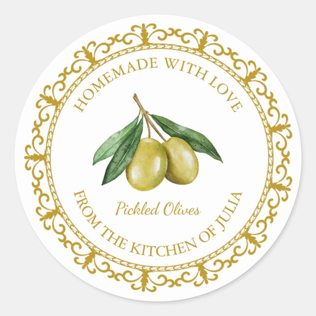 Vintages hausgemachtes Olivenöl/Zitronenschild Runder Aufkleber (Vorderseite)