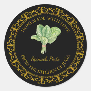 Vintages hausgemachtes Spinach Pesto Etikett Runder Aufkleber
