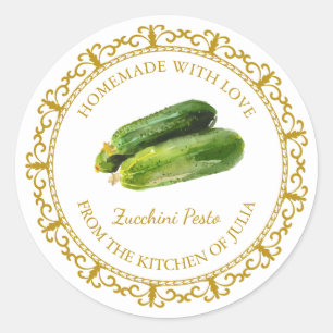 Vintages hausgemachtes Zucchini Pesto Runder Aufkleber