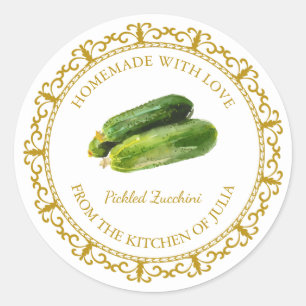 Vintages hausgemachtes Zucchini-Siegel Runder Aufkleber