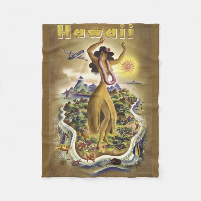 Vintages Hawaii 2 Fleecedecke (Vorderseite)