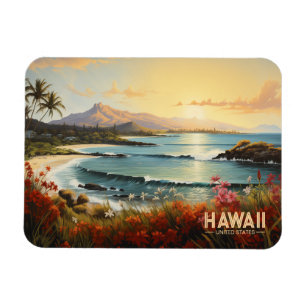 Vintages Hawaii Beach Tropical Paradise Malerei Magnet