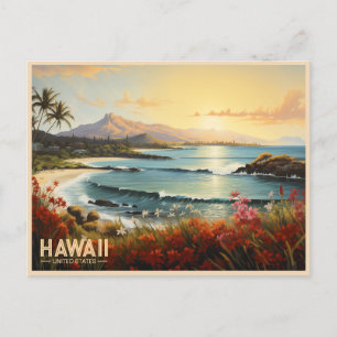 Vintages Hawaii Beach Tropical Paradise Malerei Postkarte