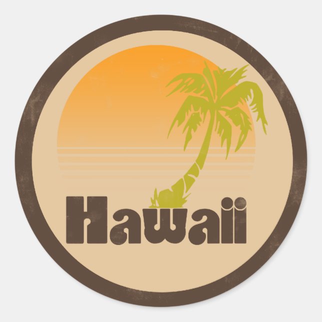 Vintages Hawaii-Logo Runder Aufkleber (Vorderseite)