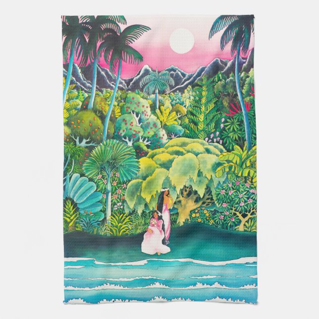 Vintages Hawaii-Reiseplakat Geschirrtuch (Vertikal)