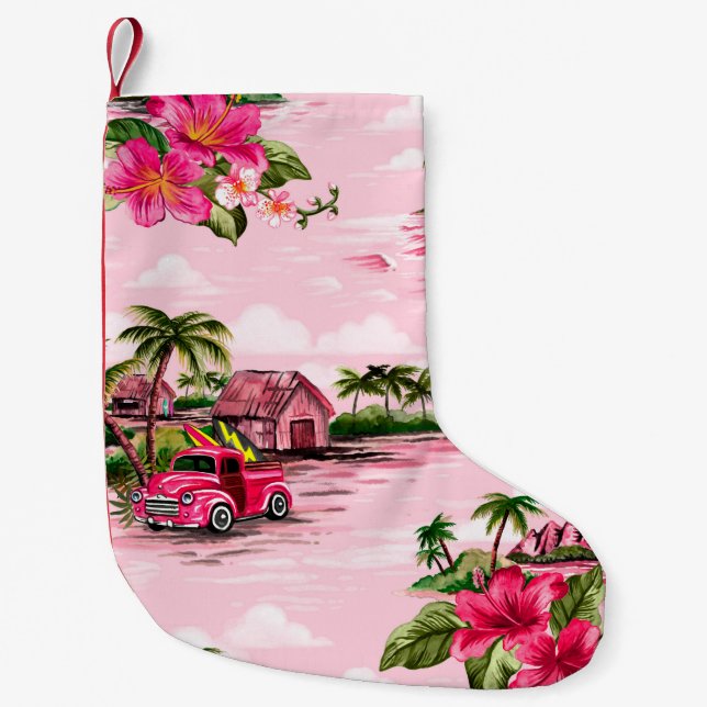 Vintages hawaiianisches Barktuch-Design der tropis Kleiner Weihnachtsstrumpf (Vorderseite)