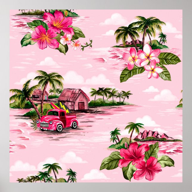 Vintages hawaiianisches Barktuch-Design der tropis Poster (Vorne)