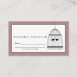 Vintages Heart Birdcage Baby Diaper Raffel Ticket Begleitkarte