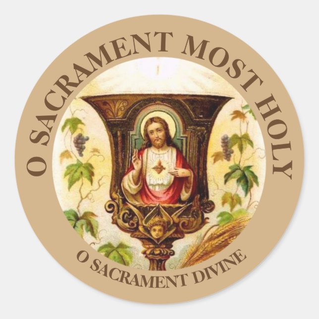 Vintages Heiliges Herz Jesu Chalice Runder Aufkleber (Vorderseite)