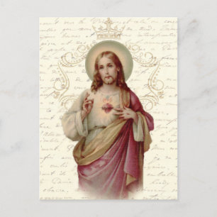 Vintages Heiliges Herz Jesu Religiös Postkarte