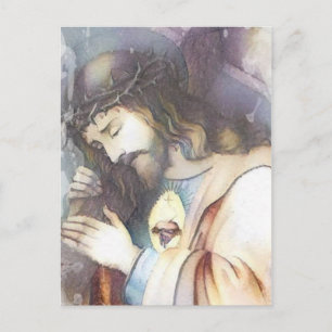Vintages Heiliges Herz Jesu Religiöse Postkarte