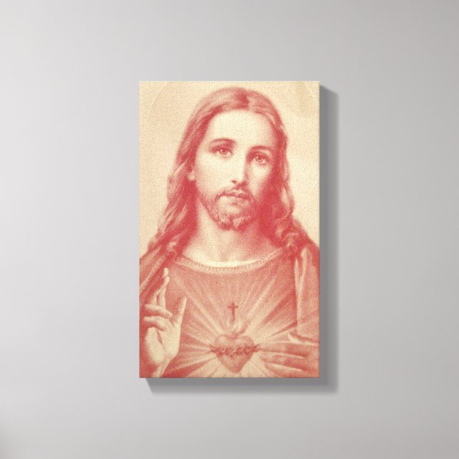 Vintages heiliges Herz Jesu Wrapped Canvas Leinwanddruck (Vorderseite)