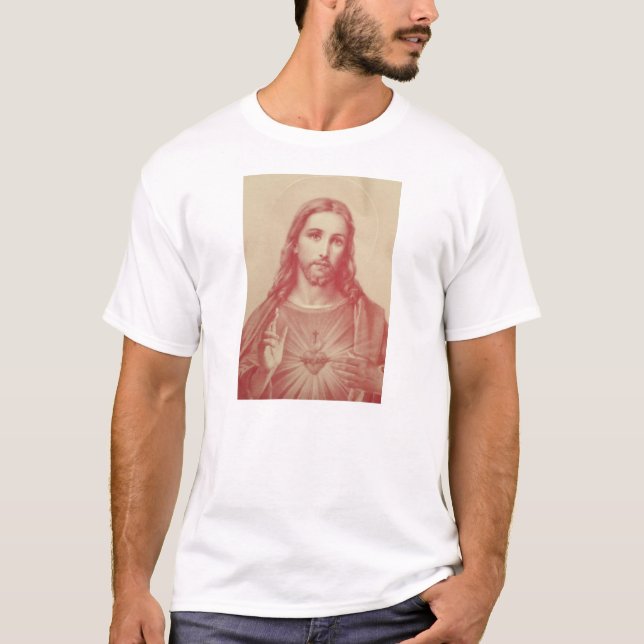 Vintages heiliges Herz von Jesus-T - Shirt (Vorderseite)