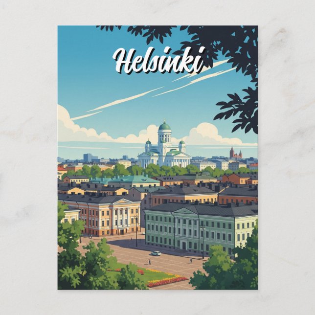 Vintages Helsinki Finnland Postkarte (Vorderseite)