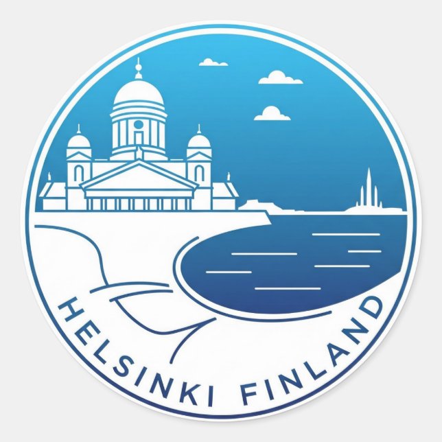 Vintages Helsinki Finnland Runder Aufkleber (Vorderseite)
