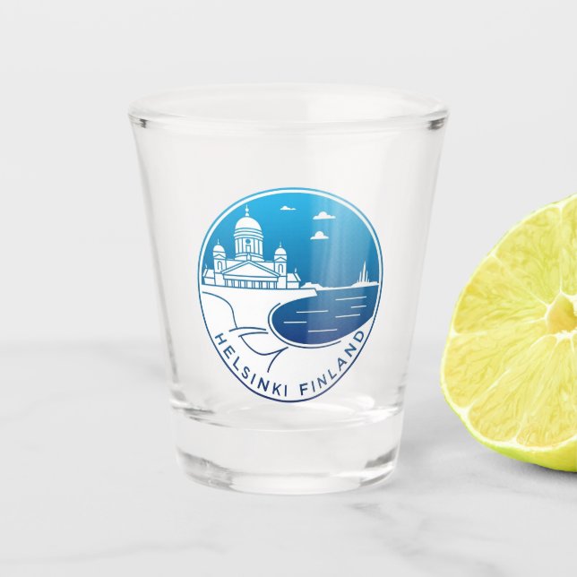Vintages Helsinki Finnland Schnapsglas (Vorderseite)