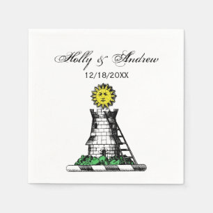 Vintages Heraldisches Mittelalter Burg Emblem Wapp Serviette