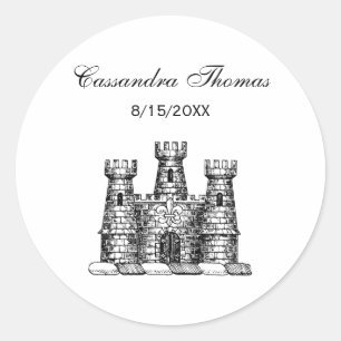 Vintages Heraldisches Schloss Emblem Wappen Wappen Runder Aufkleber