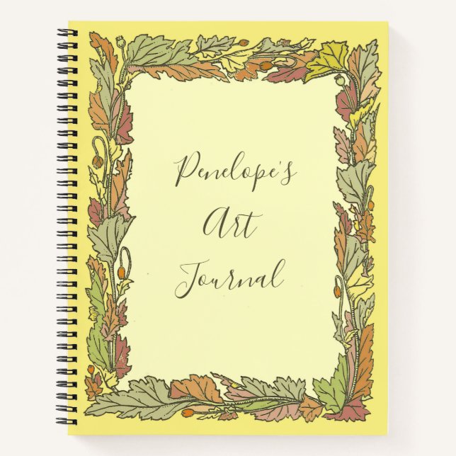 Vintages Herbstblatt mit Ihrem Namen Notizbuch (Vorderseite)