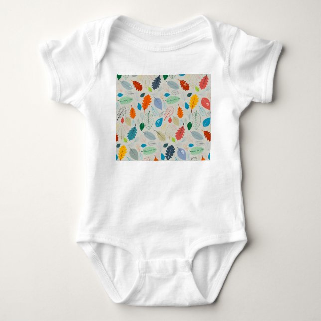 Vintages Herbstleaves Illustrationsmuster Baby Strampler (Vorderseite)