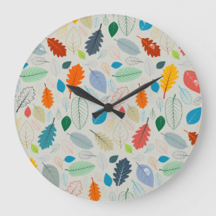 Vintages Herbstleaves Illustrationsmuster Große Wanduhr